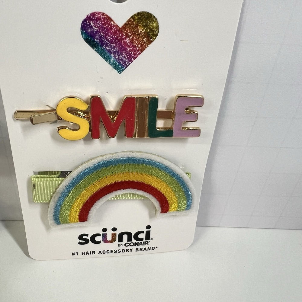 Scunci Hair‎ Clips Bobby Pins Rainbow Smile Pastel Flower Pearl Clips - Picture 3 of 5
